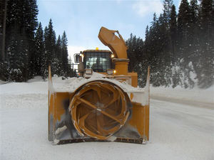 backhoe loader-mounted snow blower / for runways