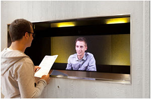 wall-mounted queue kiosk / touch screen / for airports