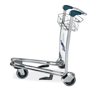 airport terminal luggage trolley / for passengers / 3-wheel / stainless steel