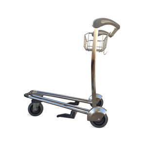 airport terminal luggage trolley / for passengers / 3-wheel / stainless steel
