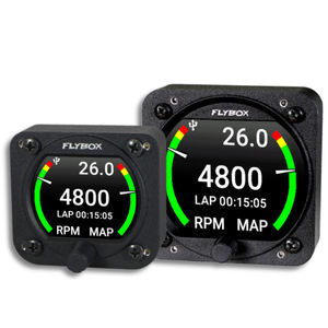 Tacômetro analógico Omnia RPM series Flybox Avionics digital