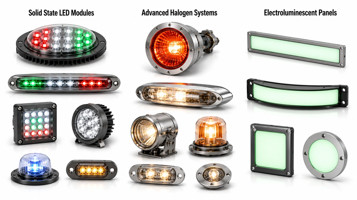 Nahaufnahme einer zertifizierten Luftfahrt-LED-Light-Engine, die die fortschrittliche Kühlkörperarchitektur und die versiegelte optische Linsenbaugruppe zeigt.