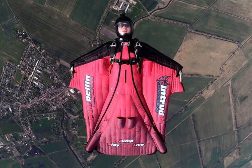 Wingsuit-Kombianzug - MAKO ® - Intrudair Skydive & Base Gear - unisex / weiß / rot