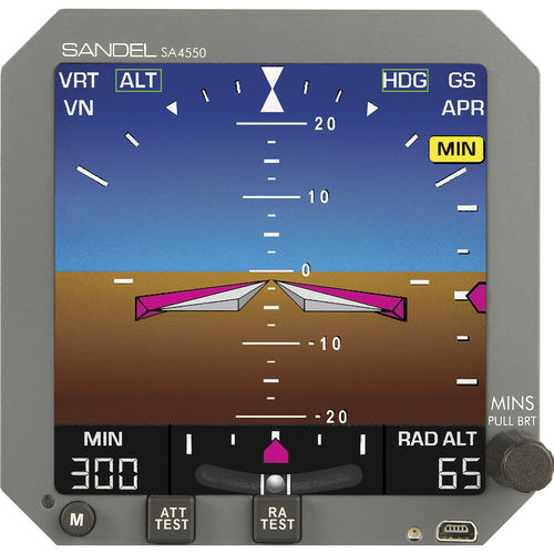 Elektronischer künstlicher Horizont - SA4550 - Sandel Avionics - 4" / mit Hintergrundbeleuchtung / mit Nachtsicht