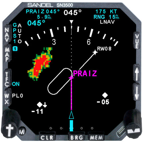 Navigationsbildschirm Navigationsbildschirm - SN3500 - Sandel Avionics - für Flugzeug / für Hubschrauber / mit LED-Rückbeleuchtung