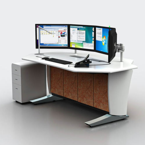 Individueller Leitstellentisch für Flugverkehrskontrolle - XLAT CYBER - Pyrotech workspace - gerade / ohne Staufächer / für Kontrollturm