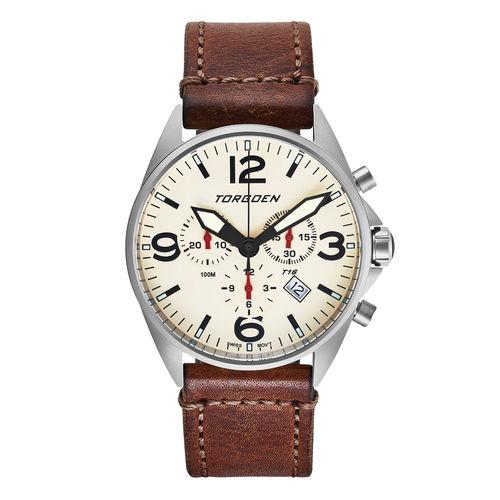 Aviator-Armbanduhr - T16CR44SV - Torgoen  - Chronograph / Automatikaufzug / Quarz