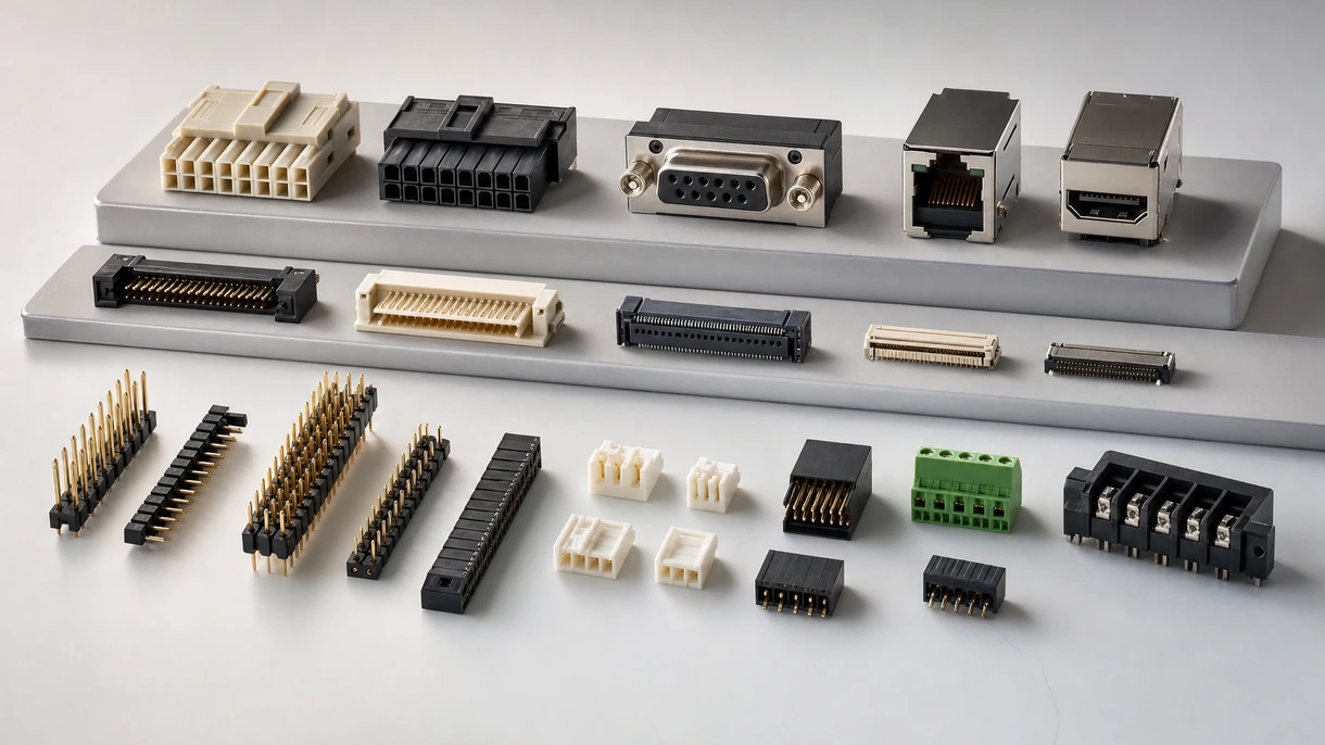 Conector para tarjeta electrónica de uso aeroespacial instalado en una PCB de un ordenador de control de vuelo dentro de un entorno de montaje de aviónica profesional.