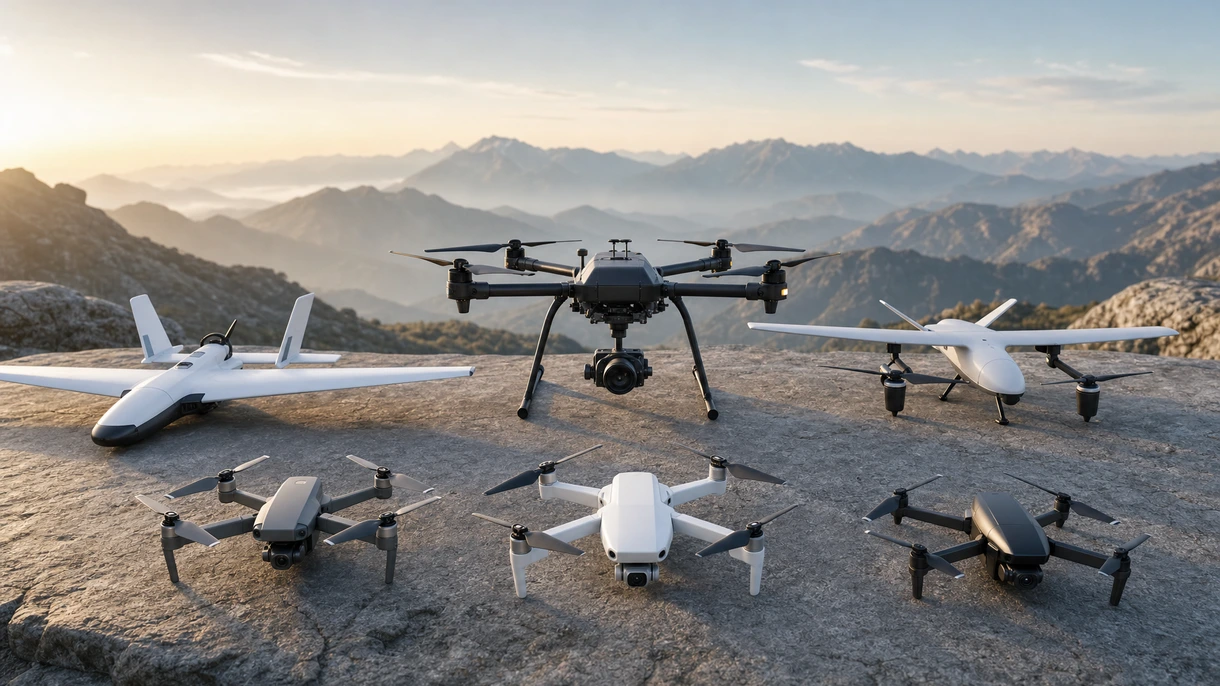 Dron de cartografía profesional realizando un levantamiento aéreo autónomo sobre una pista de aterrizaje para la recopilación y el análisis de datos topográficos de alta precisión.