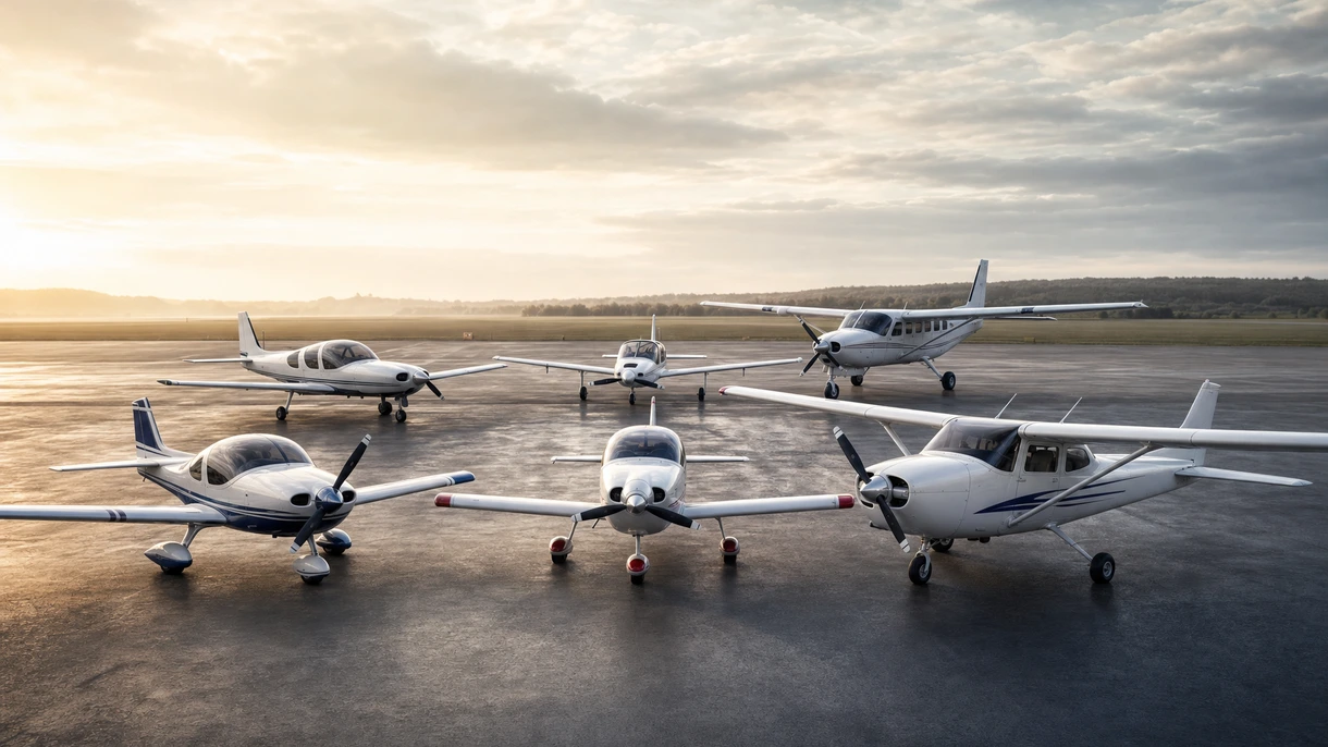 Avión para escuela profesional rodando por la pista durante una inspección prevuelo en una academia de formación de pilotos certificada.