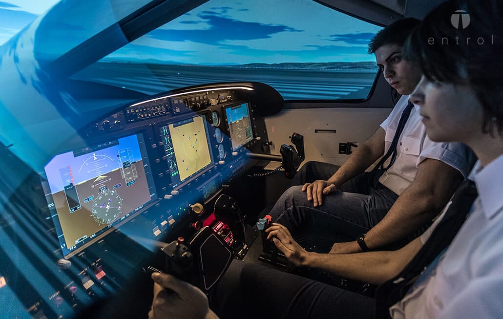 Simulador de avión en1000 ENTROL de prácticas / en cabina