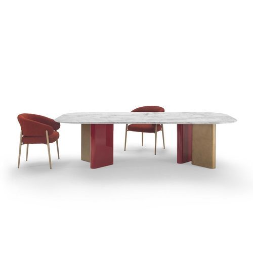 Mesa para aeropuerto - Onno Dining - Giulio Marelli Italia Spa - metalizada / de roble / de mármol