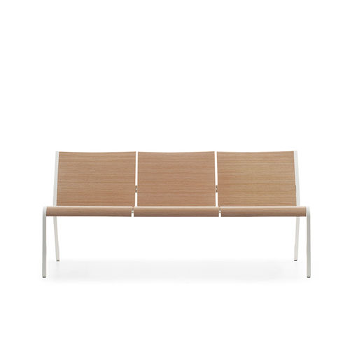 Banco para aeropuerto - SUMA - SELLEX - de metal / de madera / de cuero