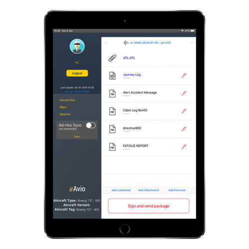 Software para informes - eFlyBag - eAvio d.o.o. - para compañía aérea / para escaneado / en tiempo real