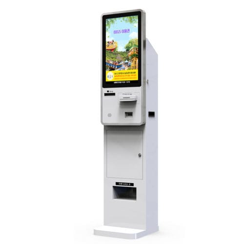 Terminal para check-in con impresora - NEOSK8220 - BTC SECU CO., LTD. - con sistema de pago con tarjeta / de pie / para aeropuerto