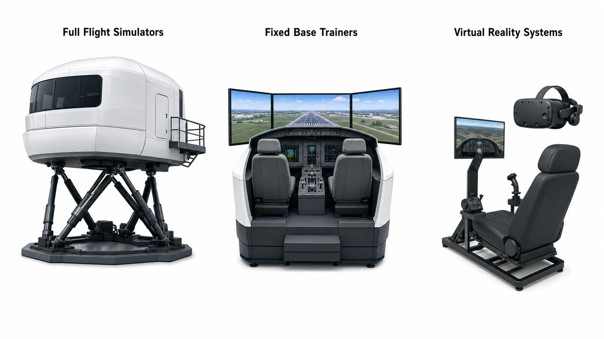 Vue technique d'une baie avionique de simulateur montrant des composants matériels modulaires et un câblage de transmission de données par fibre optique.
