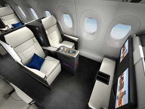siège pour cabine d'avion / pour business class / avec accoudoirs / avec écran intégré