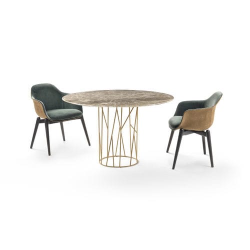 Table pour aéroport - Twig Dining - Giulio Marelli Italia Spa - en métal / en bois / en marbre
