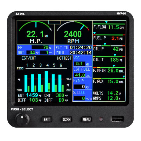 Engine monitoring system numérique - MVP-50P - Electronics International - pour deux moteurs / pour avion