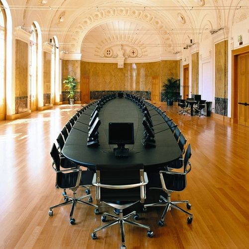 Table de réunion pour aéroport - EMG - ICF S.p.A. - en cuir / en métal / en acier peint