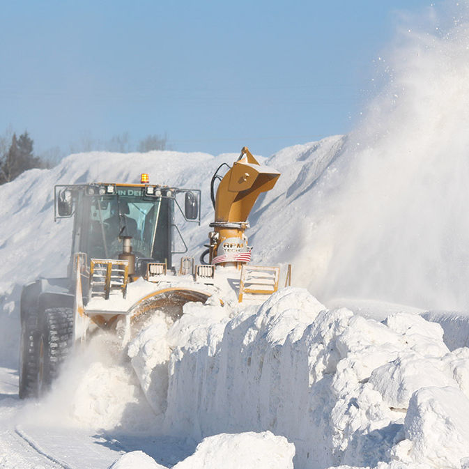 Backhoe loadermounted snow blower HS300 R.P.M. TECH INC. for runway