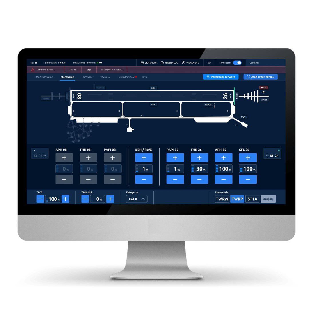 Runway lighting system ALCMS S4GA taxiway / runway edge / approach