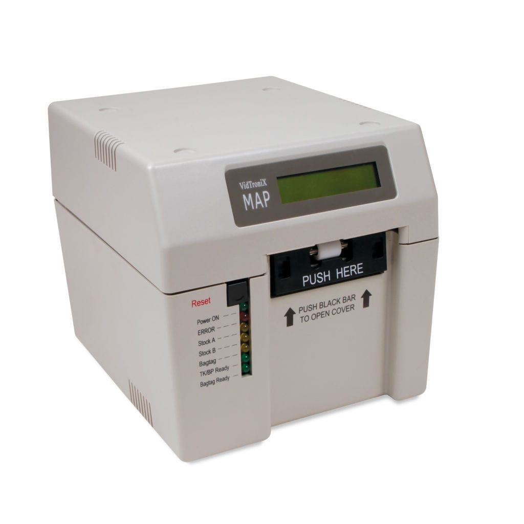 Bag tag printer MAP VidTroniX LLC ticket / data / for airport