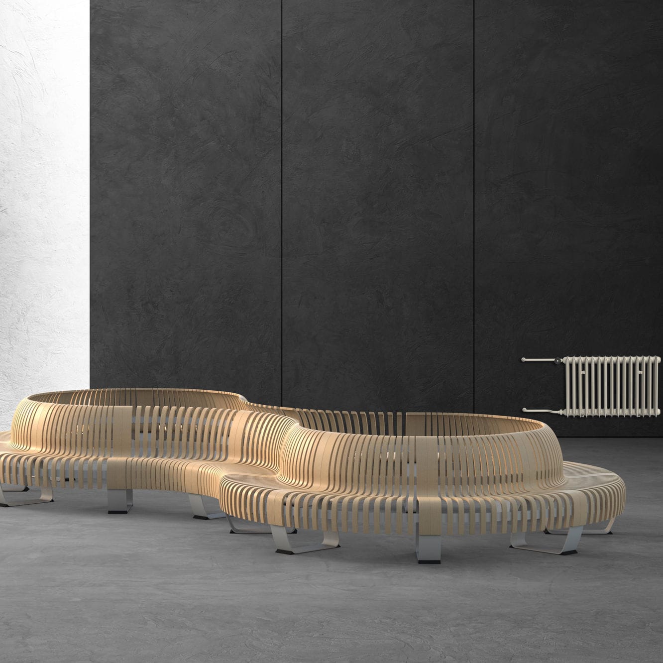Airport Bench Metal Wooden With Armrests Nova C Back