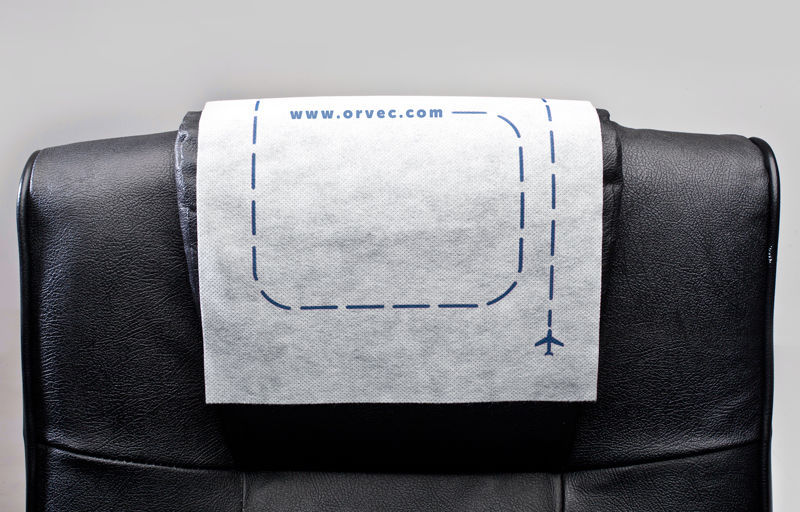 Aircraft cabin headrest cover Orvec International Limited