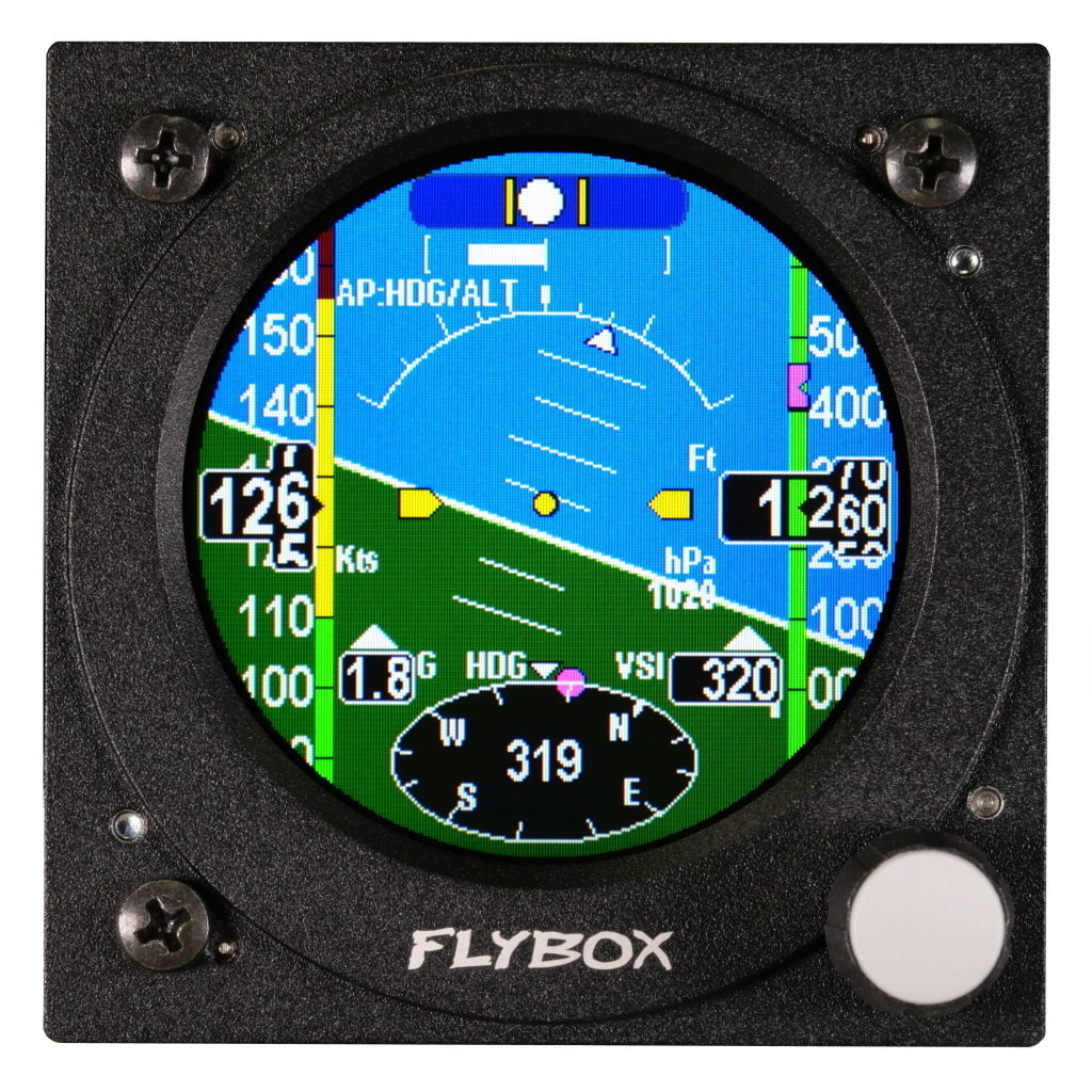 Electronic attitude indicator OBLÒ2 Flybox Avionics illuminated