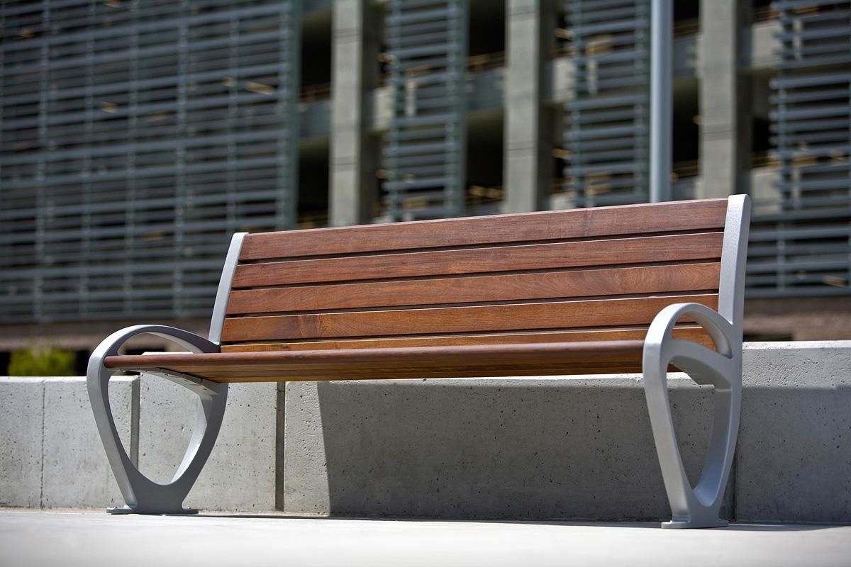 Airport Bench Metal Wooden Trio Forms Surfaces