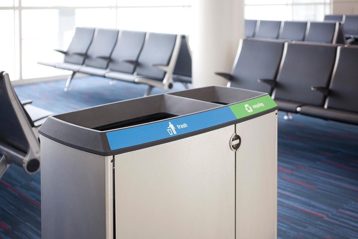 Airport waste bin Transit Litter & Recycling Receptacle Forms