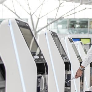 check-in kiosk with printer