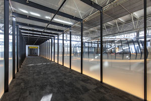 airport glass panel