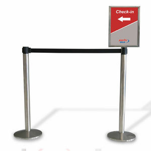 tape guidance barrier / for airports / flat-head / with advertising panel