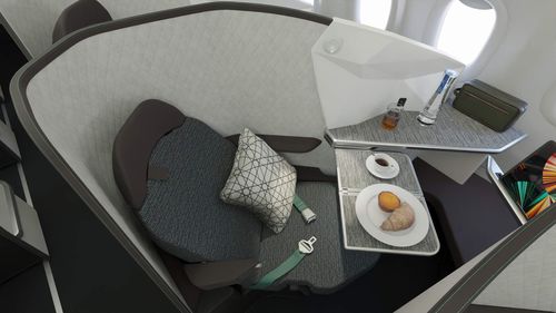 Aircraft cabin seat - OPERA® ESSENTIAL - STELIA AEROSPACE - business class / with armrests / with table