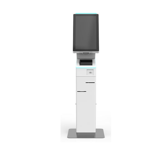Check-in kiosk with barcode reader - V3 VELOCITYthree - EMBROSS - with printer / with passport reader / with card payment system