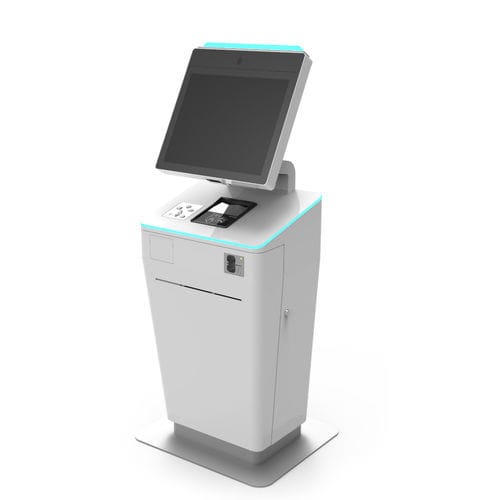 Check-in kiosk with barcode reader - V1-Biometric - EMBROSS - with printer / with CUSS / with passport reader