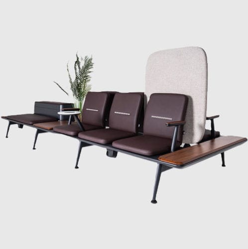Airport beam chair - Vista - Zoeftig - 6-person / leather / with armrests
