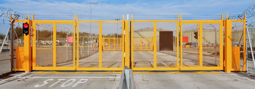 Swing access gate - Frontier Pitts Ltd - automatic / for airport