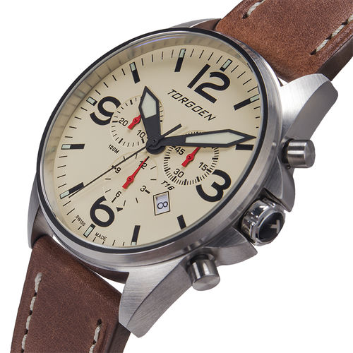 Pilot watch - T16CR44L - Torgoen - chronograph / self-winding / quartz