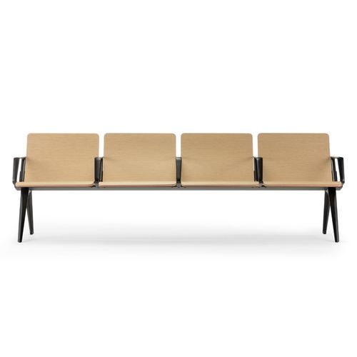 Airport bench - GTWay  - ICF S.p.A. - leather / fabric / wooden