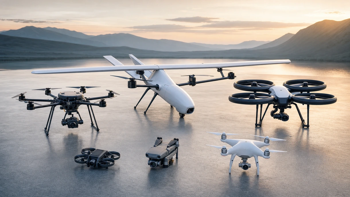 Motore elettrico ad alte prestazioni integrato nel telaio di un drone con motore elettrico per consegne commerciali durante un controllo di manutenzione pre-volo presso un terminal.