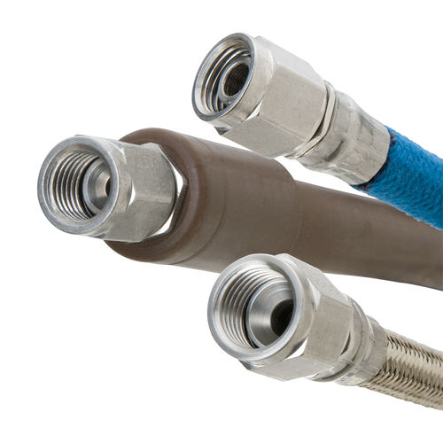 Tubo 100R2AT-4 Industriale Tubo Flessibile Idraulico A 2 Trecce - Misura 1/4", Lunghezza 120", Con Raccordi Femmina JIC, Codice 100R2AT-4 1/4 X 120