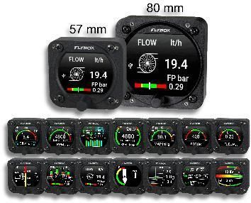 Indicatore di pressione - Omnia Oil P-T-CT - Flybox Avionics - di temperatura / di livello / analogico