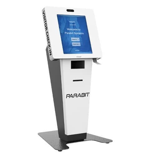Chiosco self check-in con lettore di codici a barre - VENUS - PEDESTAL - PORTRAIT - Parabit Systems - con stampante / con scanner per passaporti / da terra
