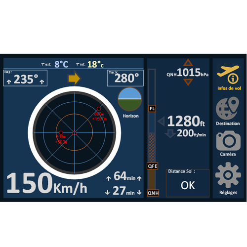 EFIS per velivolo ultraleggero - DREAMFIS - FLIGHT LEVEL & ORBITAL DEPLOYMENT SAS - touch screen