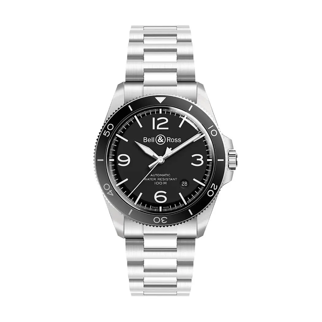 パイロット時計 - BR V2-92 BLACK STEEL - BELL & ROSS - クロノグラフ