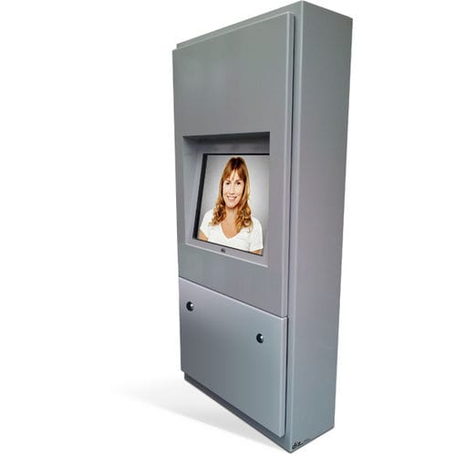 床置き待ち行列管理システム - Outdoor kiosk - Telemedium / Teleportel - 壁取り付け式 / タッチスクリーン / 空港用