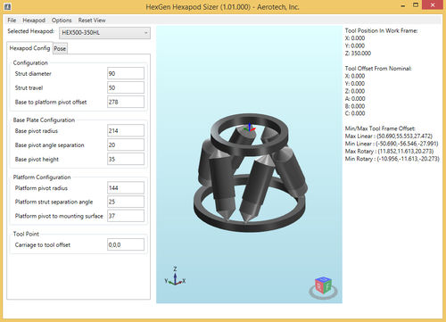 シミュレーションソフトウェア - HexGen Hexapod Sizer - AEROTECH - デザイン / プロセス / 航空用